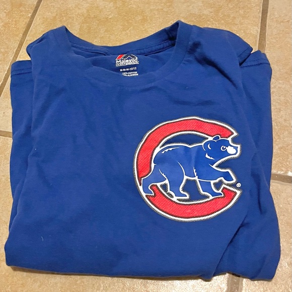 Kids 10/12 RIZZO #44 Chicago Cubs T. Shirt Anthony Rizzo Blue Tee Red Lettering - Picture 3 of 10
